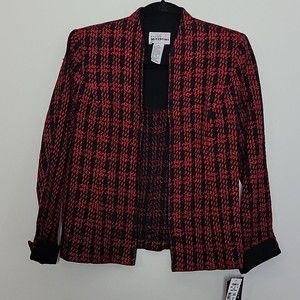 Perceptions open front tweed jacket Size 6 Petite Red NWT Vintage